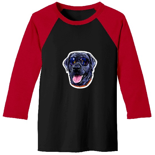 Dog Black Lab in Sunglasses paw Baseball Tees