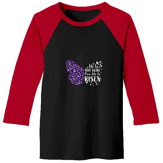 Butterfly He Is Risen Easter Purple Cheetah Print Christian Baseball Tees