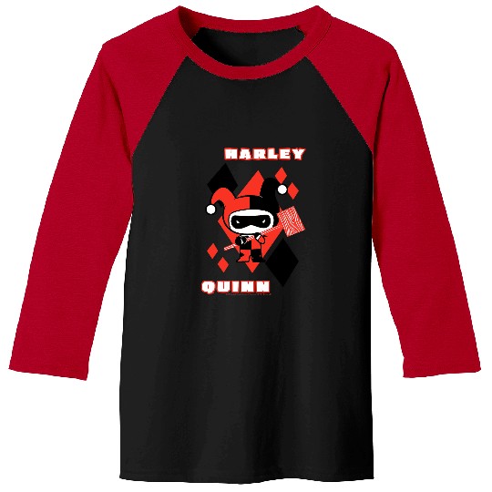 DC Comics Harley Quinn Chibi Diamond Portrait Logo Baseball Tees