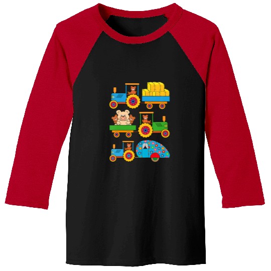 Tractor driving Kids tractor teddy bear and trailer agriculture machine farm Baseball Tees