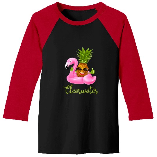 Pink Flamingo Clearwater Florida Beach Tropical Funny Flamingo pineapples Flamingos Baseball Tees