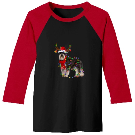 Dog Schnauzer Funny Schnauzer Dog Tree Christmas Lights xmass Pajama 346 Baseball Tees