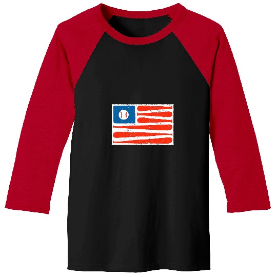 Baseball USA Flag and Bat Art Gift Kids, Men Women Baseball Tees