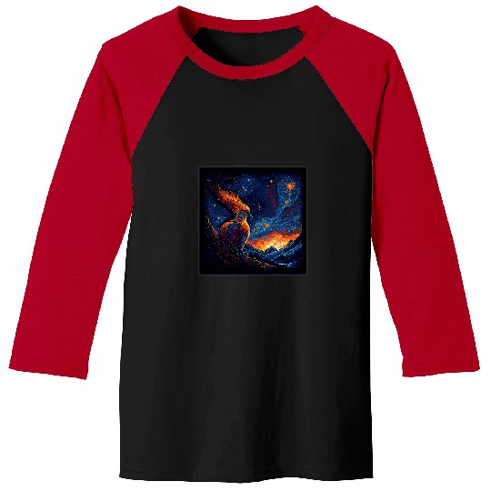 Surrealism Starry Night Phoenix Bird 1 Baseball Tees