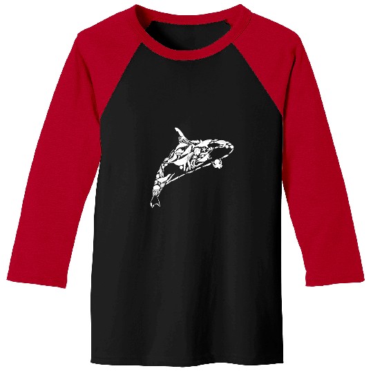 Swimming Pool Orca Whale Swimming with the Ocean Family Baseball Tees