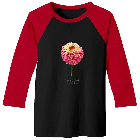 Botanical Painting of Queen Lime Zinnia for Flower Lovers Baseball Tees