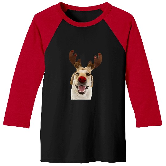 Funny Labrador Lab Dog Yellow Lab Reindeer Antlers Christmas Dog Labrador Baseball Tees