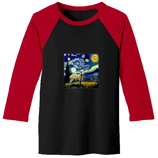 Surrealism Starry Night Lamb 2 Baseball Tees