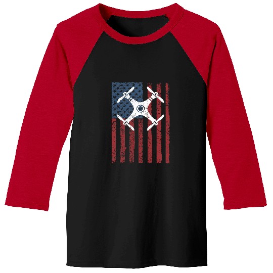 Drone Pilot vintages USA American Flag Camera Drone Operator Baseball Tees