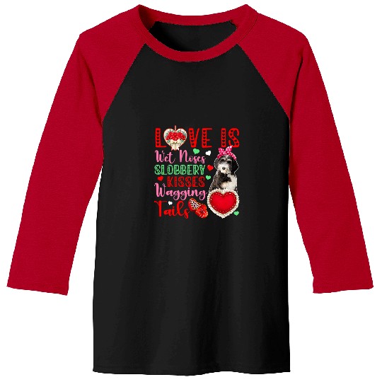 Dog Lover Wet Noses Slobbery Kisses Cute Bernedoodle Lover Baseball Tees