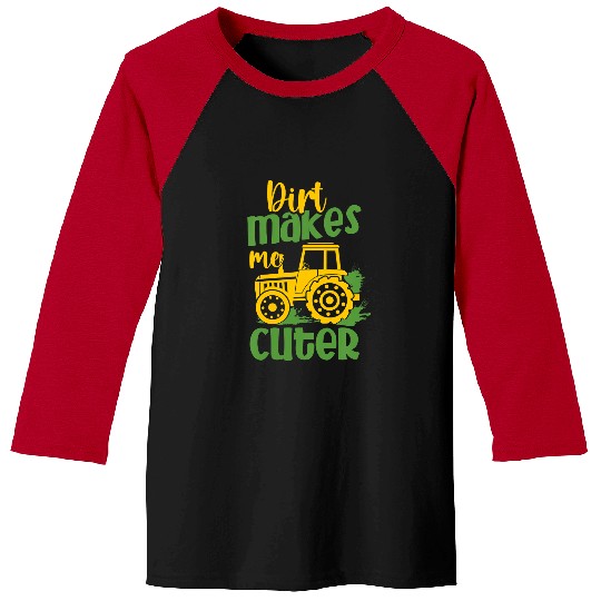 Tractor driving Kids Farm Lifestyle Tractor Boy Dirt Makes Me Cuter Baseball Tees