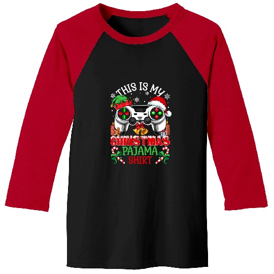 Game This Is My Christmas Pajama Video Game xmass 68 Baseball Tees