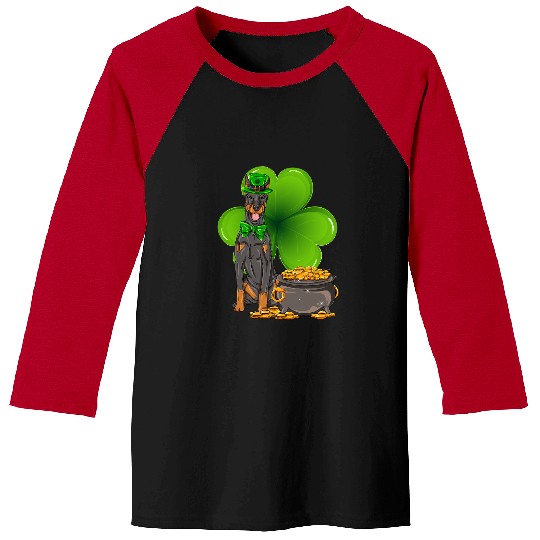 Dog Doberman St Patricks Day doberman pinscher Shamrock Pet Dog Lover Baseball Tees