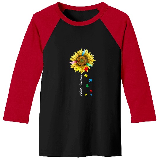 Autism Awareness Day Autistic Sunflower Kids Design Outfit Neurodiverse Baseball Tees