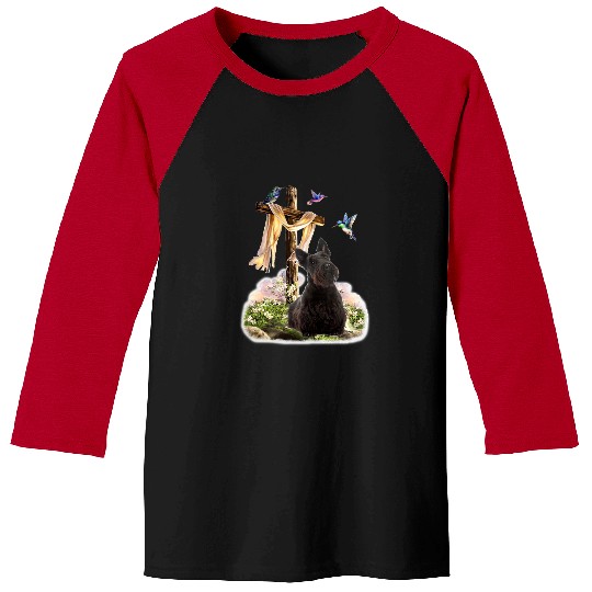Dog Scottish Terrier Hummingbird and Cross Scottish Terrier Baseball Tees