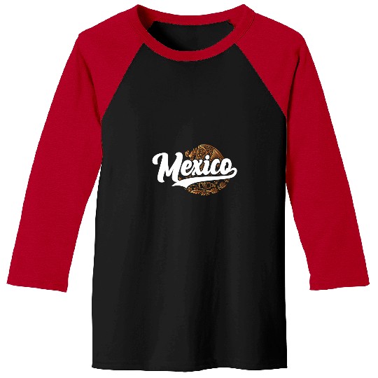 Mexico Mexican gold eagle illustration design Baseball Tees