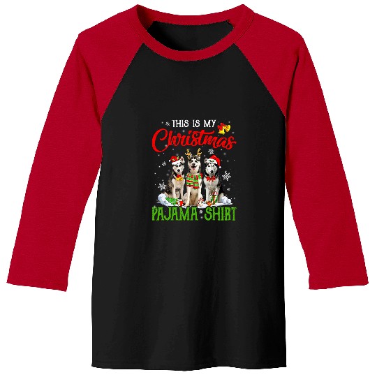Dog Husky This Is My Christmas Pajama Siberian Husky Dog Squad Baseball Tees