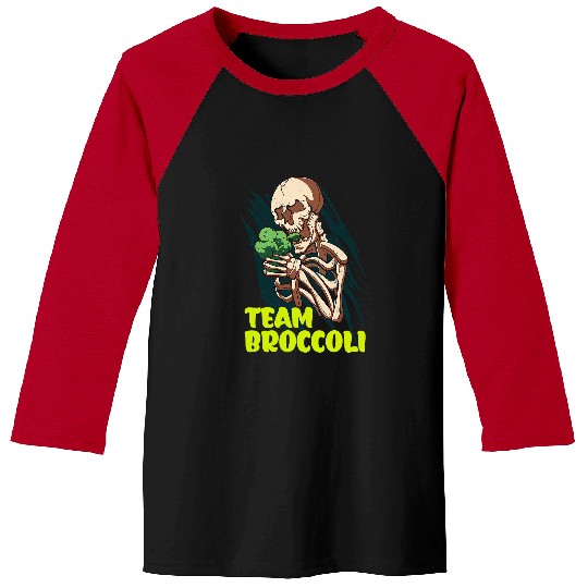 Skeletons Skulls Team Broccoli Broccoli Vegetables Eat Snack Diet Skull Baseball Tees