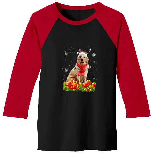 Goldie Reindeer Golden Retriever Dog With Santa Hat Christmas Light 20 Golden Retriever Dog Baseball Tees