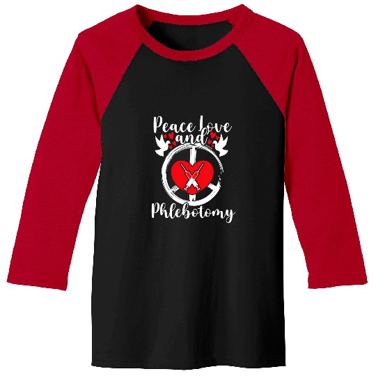 Phlebotomist nurses Lab Technician Peace Love Phlebotomy Baseball Tees