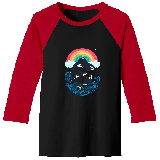 Whales Killer Whale Orca Jumping Rainbow Mammals Marine Biologist Baseball Tees