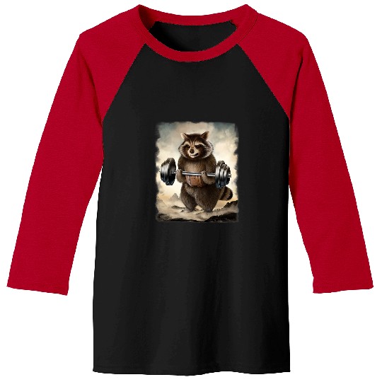 Raccoons Muscle Training Weightlifting Baseball Tees