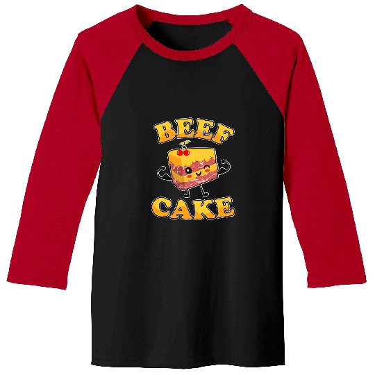 Beef Cake body builder muscle and fitness gym apparel Baseball Tees