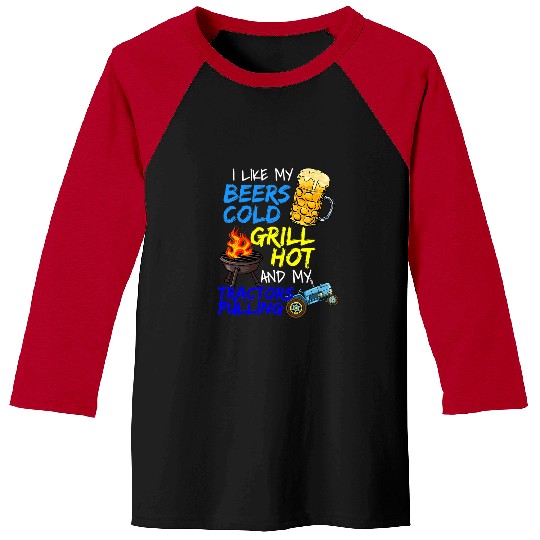 Tractor driving Beer Lover Grillmaster Meat Grilling BBQ Tractor Pulling Baseball Tees