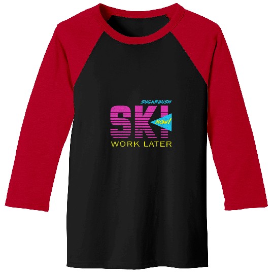 Skiing Ski Sugar Bush Skiing Retro 80s Vermont Ski Tee Baseball Tees