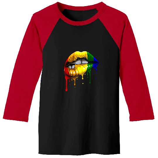 LGBT Pride Dripping Sexy Lips Rainbow Flag Pride Month LGBT 75 Baseball Tees