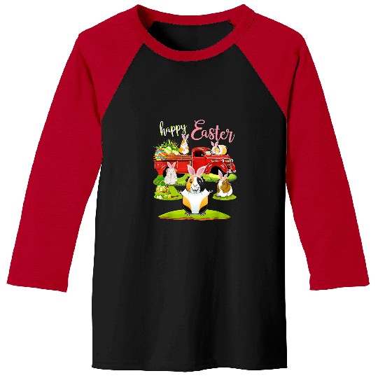 Guinea Pig Easter Day Riding Red Truck Love Bunny Eggs Baseball Tees