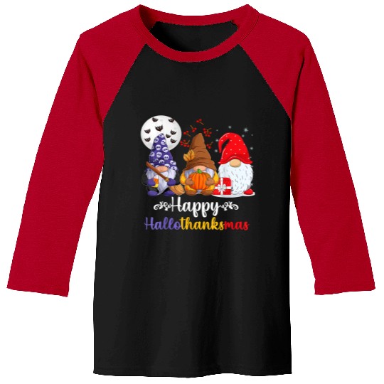 Halloween Thanksgiving Christmas Happy HalloThanksMas Gnomes 31 Baseball Tees