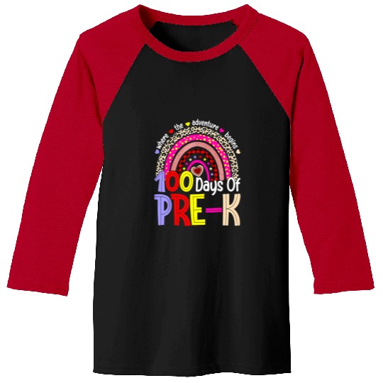 Teacher Job 100 Days Of School For Pre K Teacher Rainbow Leopard1 Baseball Tees