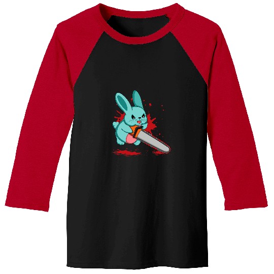 Rabbits Cute Bad Evil Bunny Scary Saw Rabbit Egg Happy Easter Sunday Baseball Tees