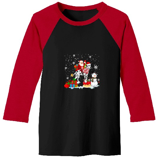 Dalmatian Santa Riding Dalmatian Christmas Pajama Family Snowman 238 Dog Lover Dalmatians Dog Baseball Tees