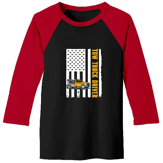 US Flag Tow Truck Driver Baseball Tees