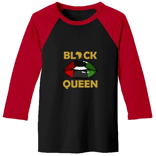 Black Afro American Melanin Girl Lips Queen BLM BHM Pride Baseball Tees