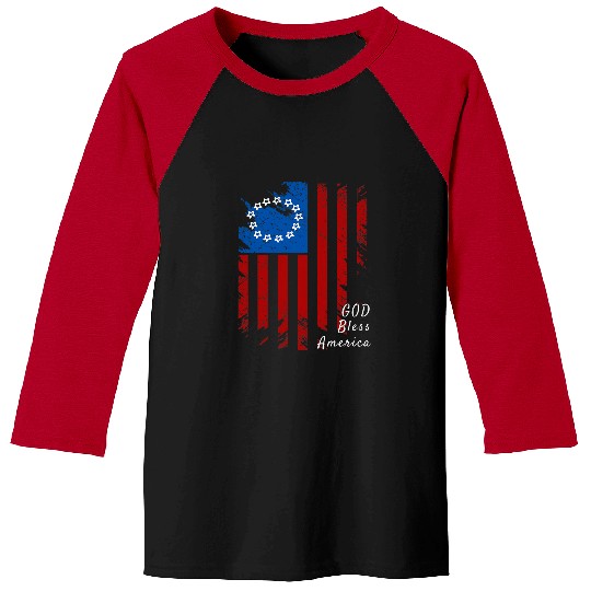 God Bless America Art Betsy Ross Flag 1776 vintages Patriotic Baseball Tees
