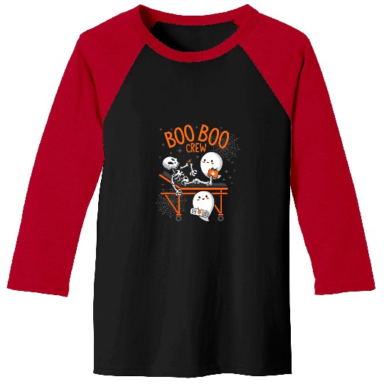 Skeletons Skulls nurses Halloween Paramedic EMT Boo Boo Crew With Skull Baseball Tees