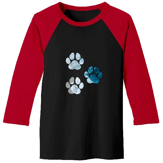 Dog Paw Prints Ocean Beach Waves Baseball Tees