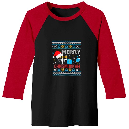 Hanukkah Jewish Merry Christmas Chrismukkah Ugly Sweater132 Baseball Tees