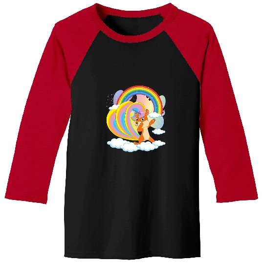 Rainbow Cute Animal Squirrelcorn Magical Unicorns Squirrel Baseball Tees