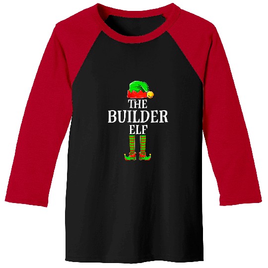 Funny Builder Elf Men Boy Apparel Christmas Family Matching Baseball Tees