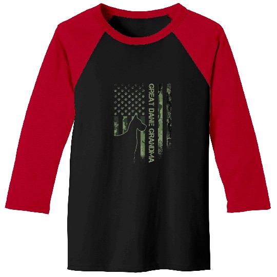 Dog Great Dane vintages USA Camo Flag Proud Great Dane Grandma Silhouette Baseball Tees