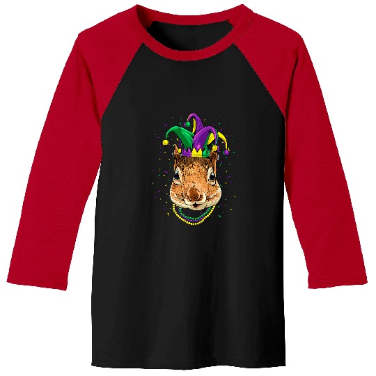 Squirrel Lover Animal Lover Cute Mardi Gras carnivals Jester Baseball Tees