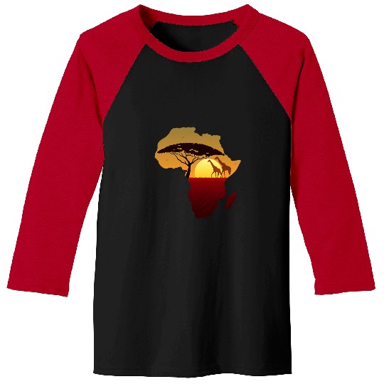 Africa Sunset Giraffe Safari Black History Month Women Men Baseball Tees