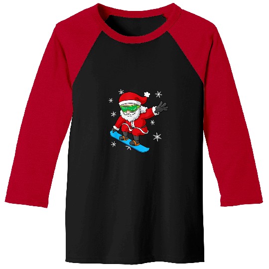 Skiing Ski Funny Santa Claus Snowboarding Snowboarder Christmas Gift Baseball Tees