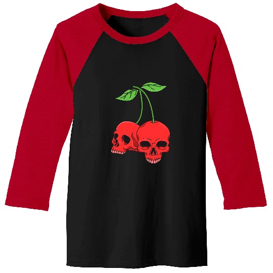 Skeletons Skulls Cherry Skull Skeletons Head Bones Fruit Lover Halloween 502 Skull Baseball Tees