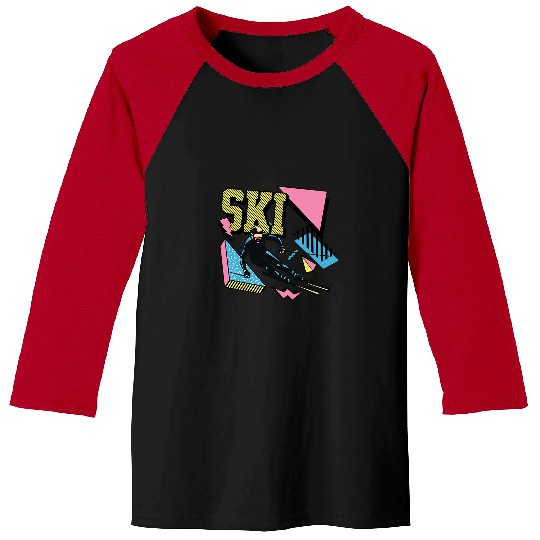 Skiing Ski 90s ski slopes Grunge skier for Skiing vacation Baseball Tees
