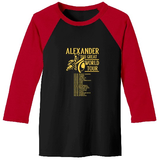 Alexander the Great World Tour History Baseball Tees